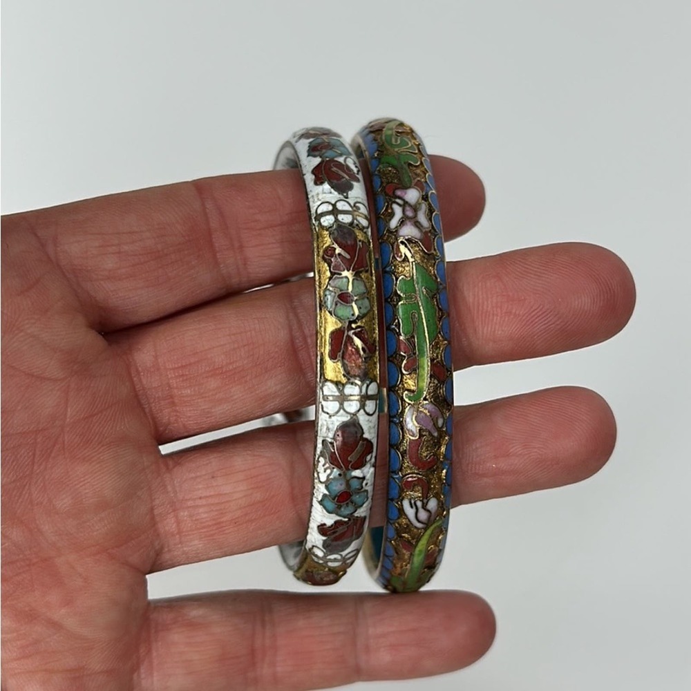 Cloisonne bangle bracelets - Picture 4 of 7